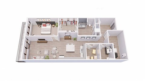 1 bed 1.5 bath 1A1 Floor Plan at Tesson Ridge, Saint Louis, MO 63128